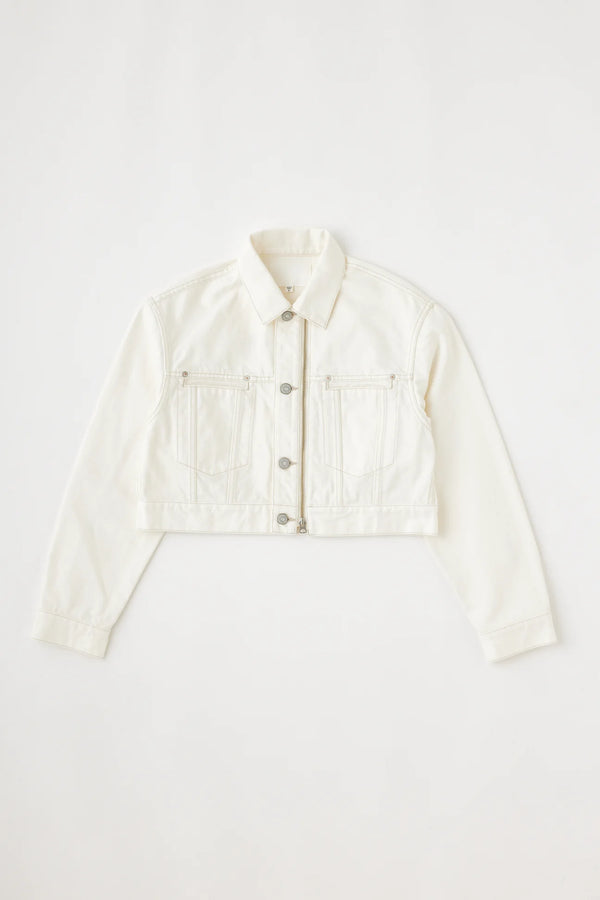 Pleasant Zip Cropped Jacket in White