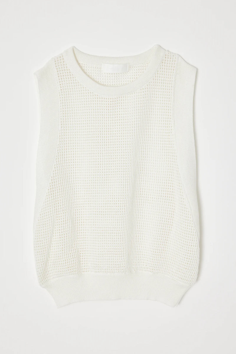 Linen Mix Knit Tank in White
