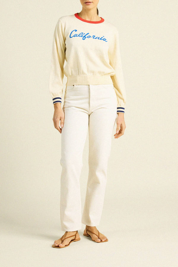 Ryann Sweater in Antique White with Blue California