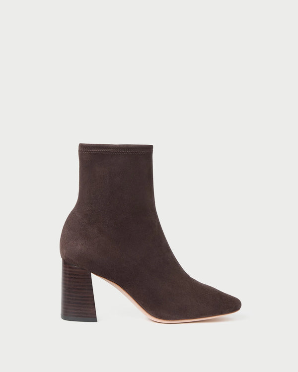 Elise Suede Stretch Bootie in Brown