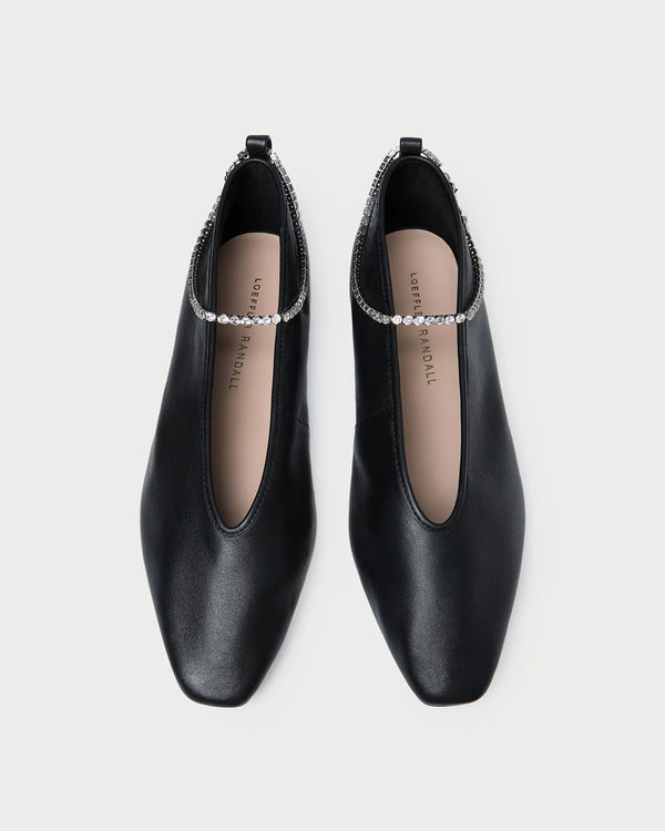 Emery Ballet Flat in Black/Crystal