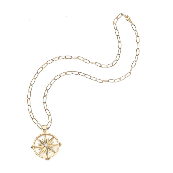FOREVER Guiding Star Mother of Pearl Pendant - 18" Drawn Link Chain