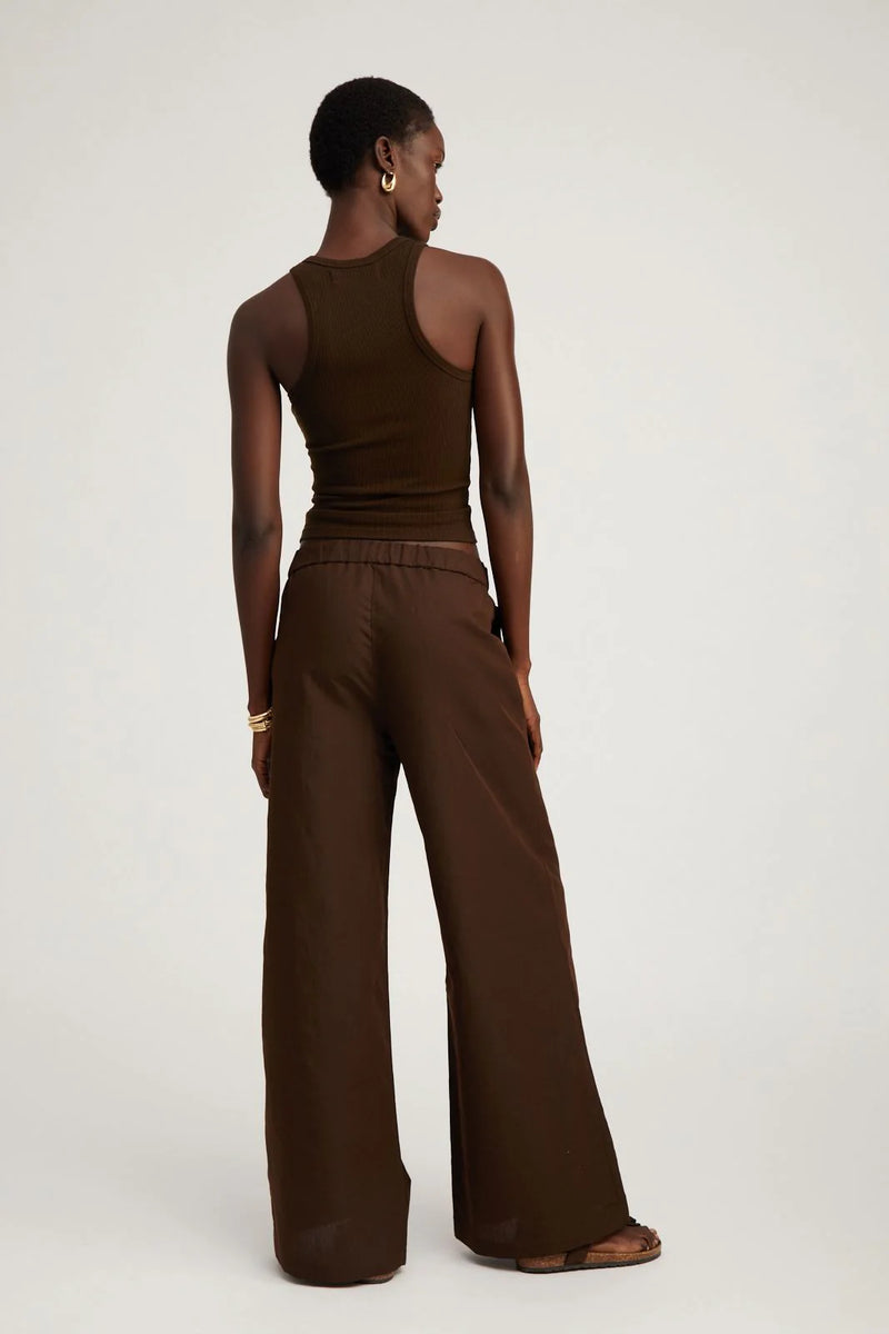 Wide Leg Pintuck Trouser in Americano