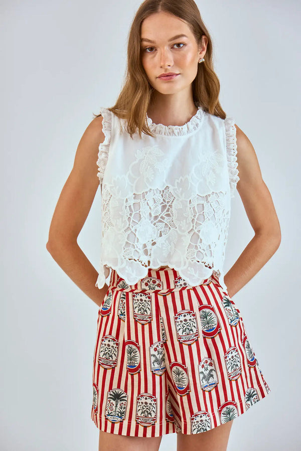 Francesca Top in White Embroidery