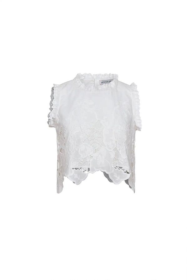 Francesca Top in White Embroidery