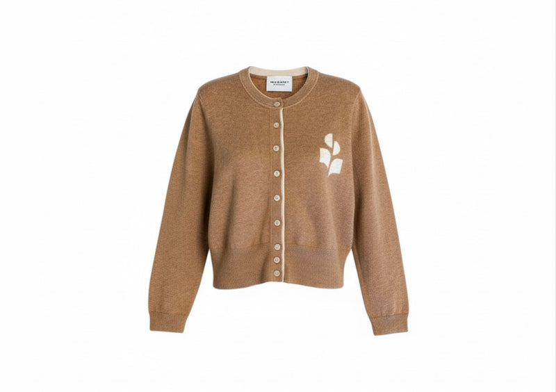 Lona Cardigan in Camel/Light Grey