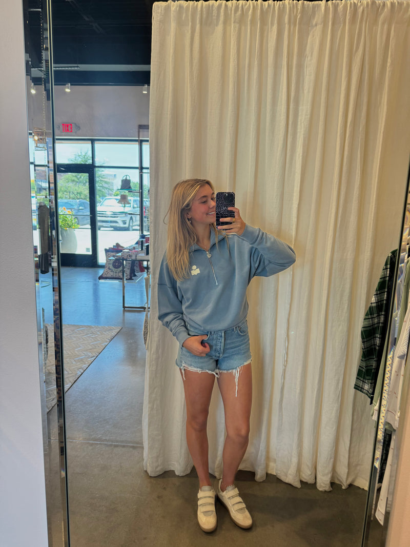 Ross Sweatshirt in Slate Blue/Ecru