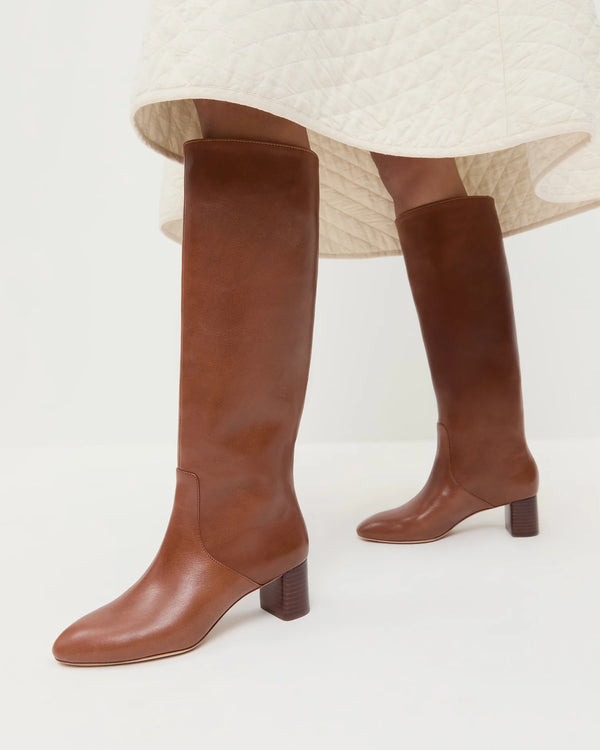 Gia Leather Tall Boot in Safari