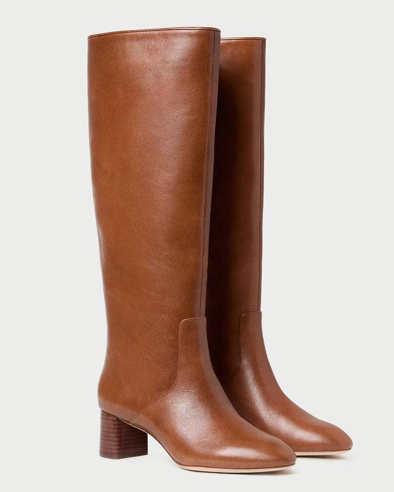 Gia Leather Tall Boot in Safari