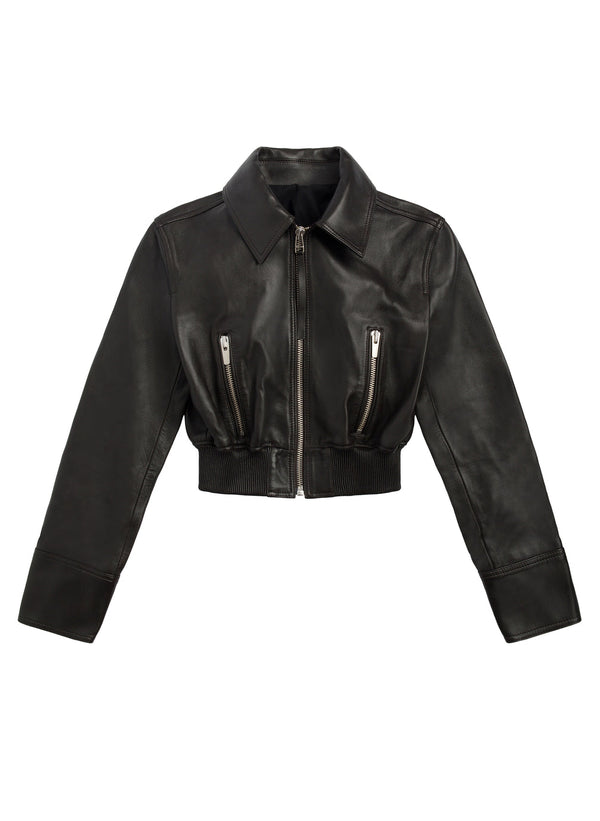 Harlow Leather Jacket in Ganache