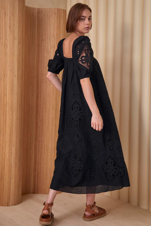 Waverly Dress in Black Eyelet