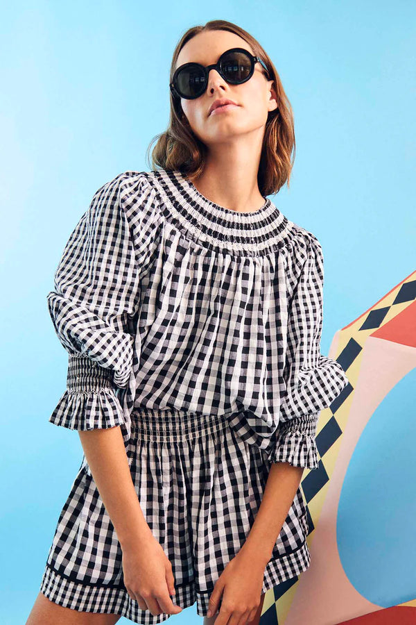 Hayes Top in Black & White Gingham