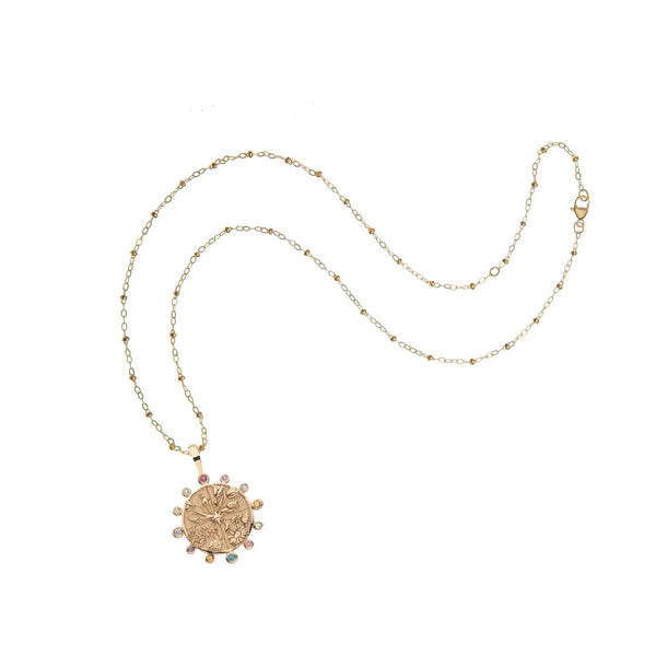 HOPE Petite Embellished Coin with 16-18" Adjustable Beaded Satellite Chain