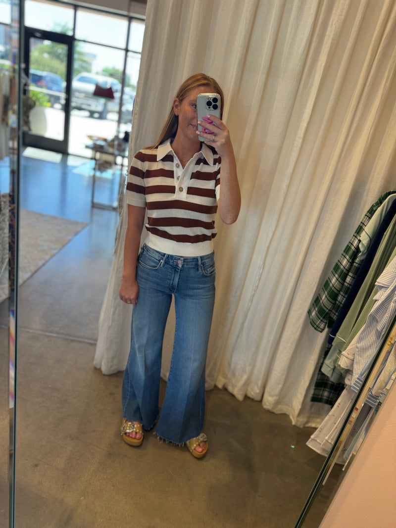 Bold Stripe Polo in Chestnut Multi