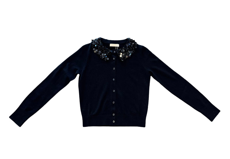 Margaux Embroidered Cashmere Cardigan in Noir