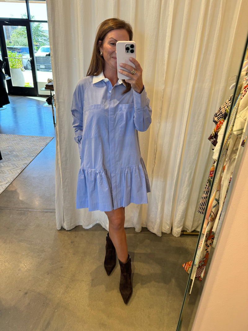 Poli Shirt Dress in Chambray Blue Multi