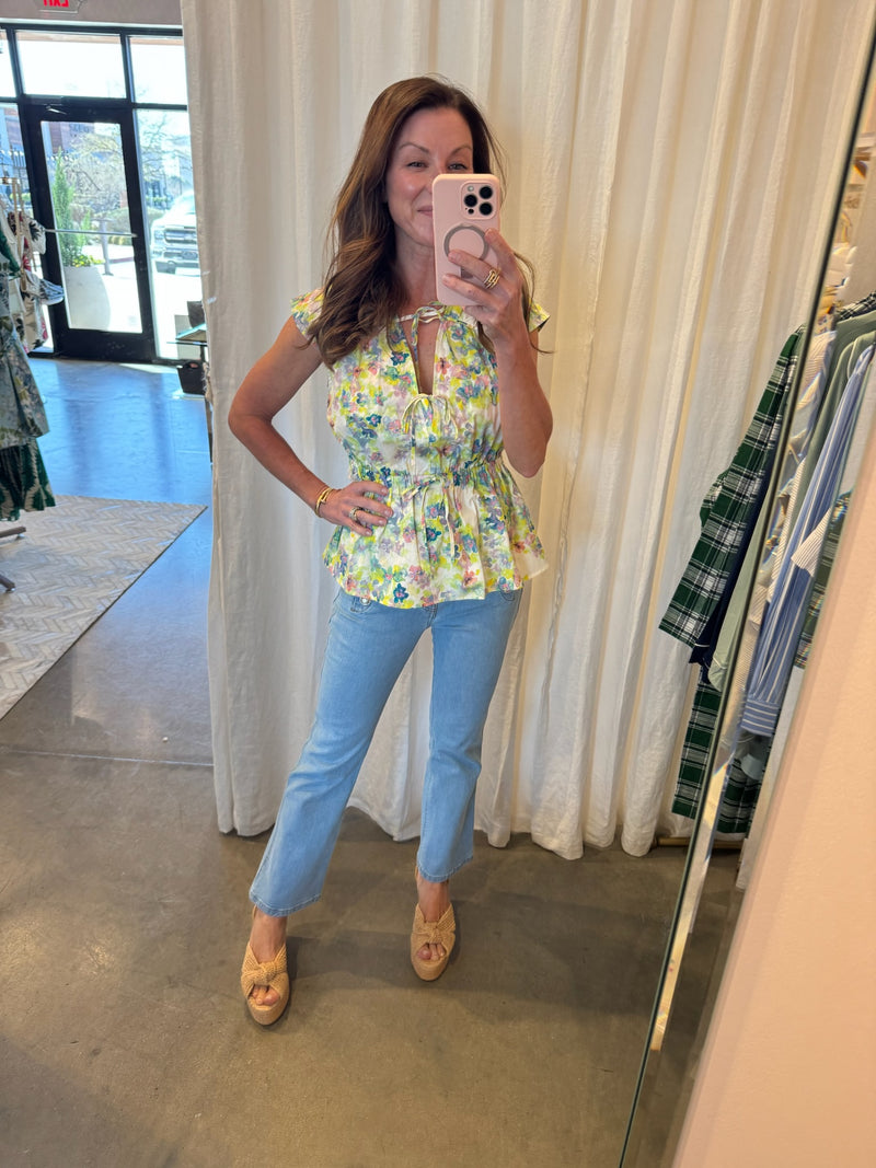 Caroline Double Tie Top in Euphorbia Multi
