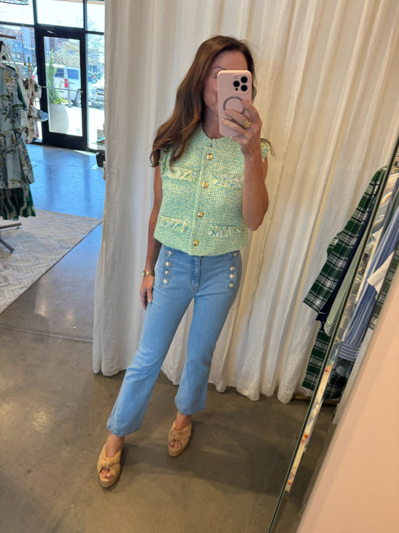 Roberston Cropped Flare Jeans in Bowery