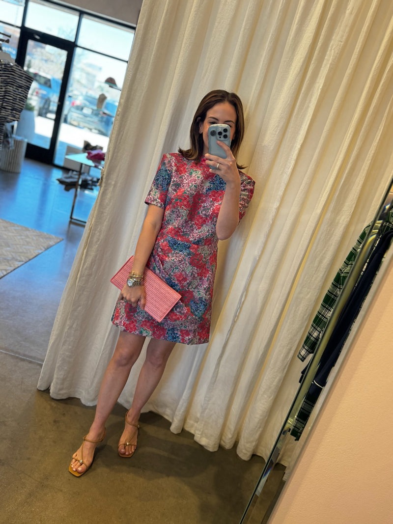 Draped Mini Dress in Florentina Sea