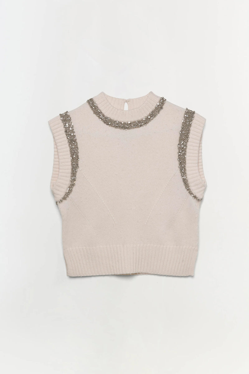 Joanae Pullover with Embellishment in Ivory