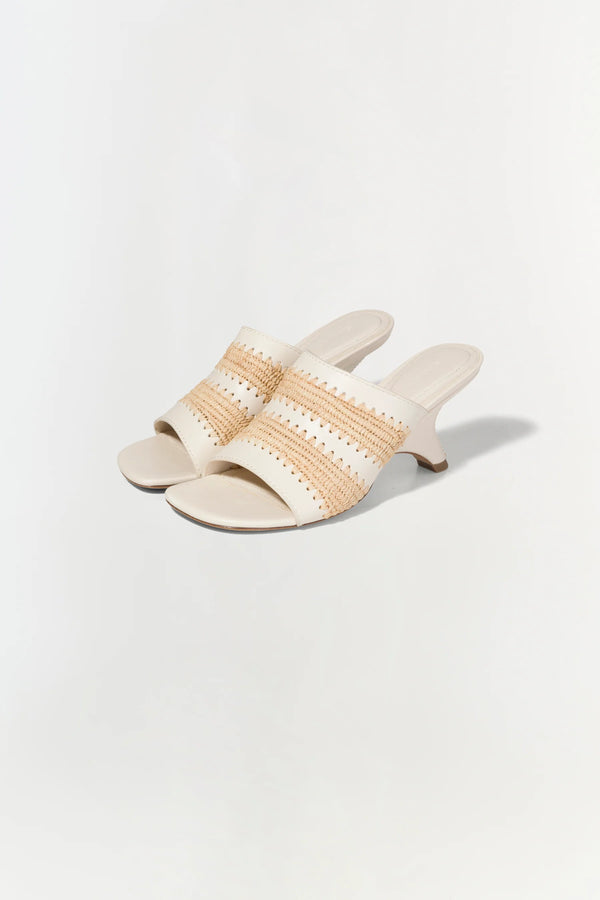 Shadow Mule Raffia Sandal in Cream
