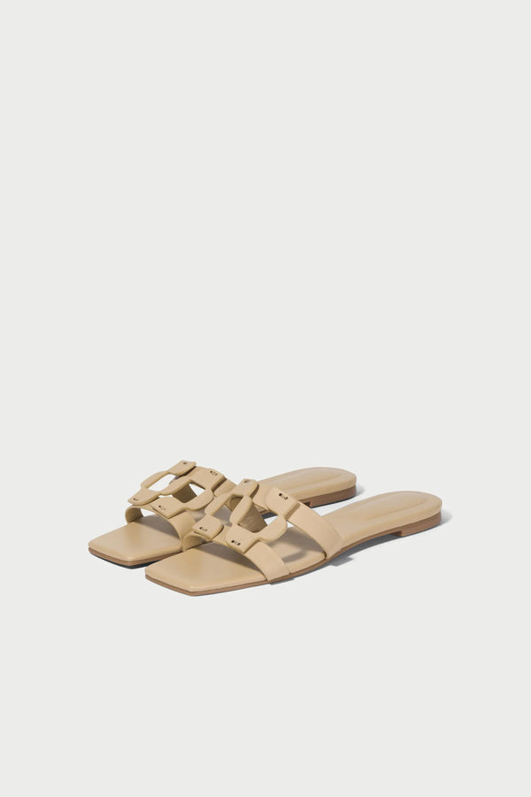 Simkhai Monogram Flat Slide in Camel