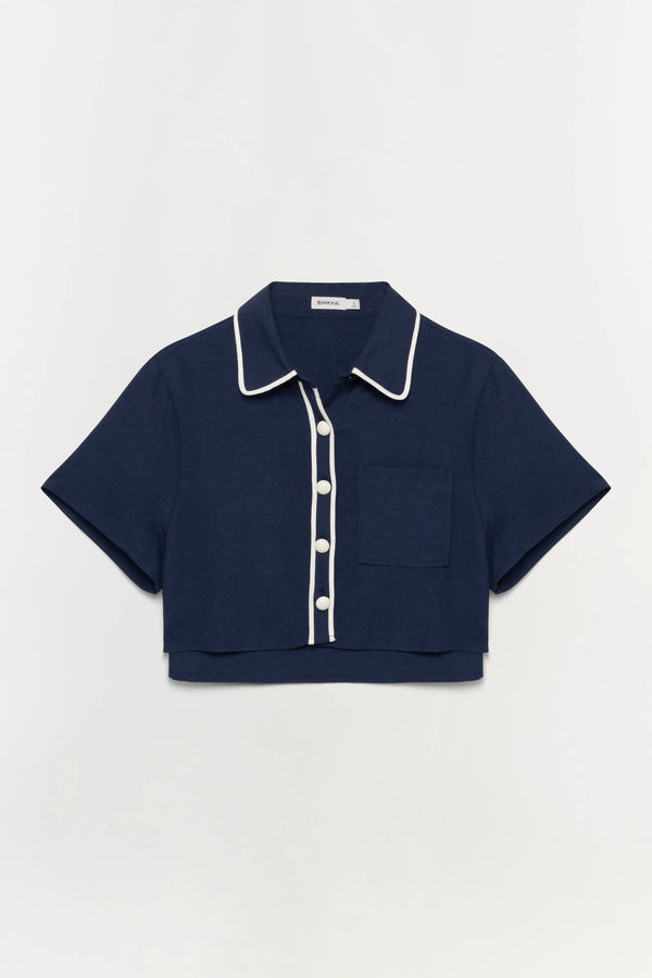 Solange Cropped Shirt in Midnight