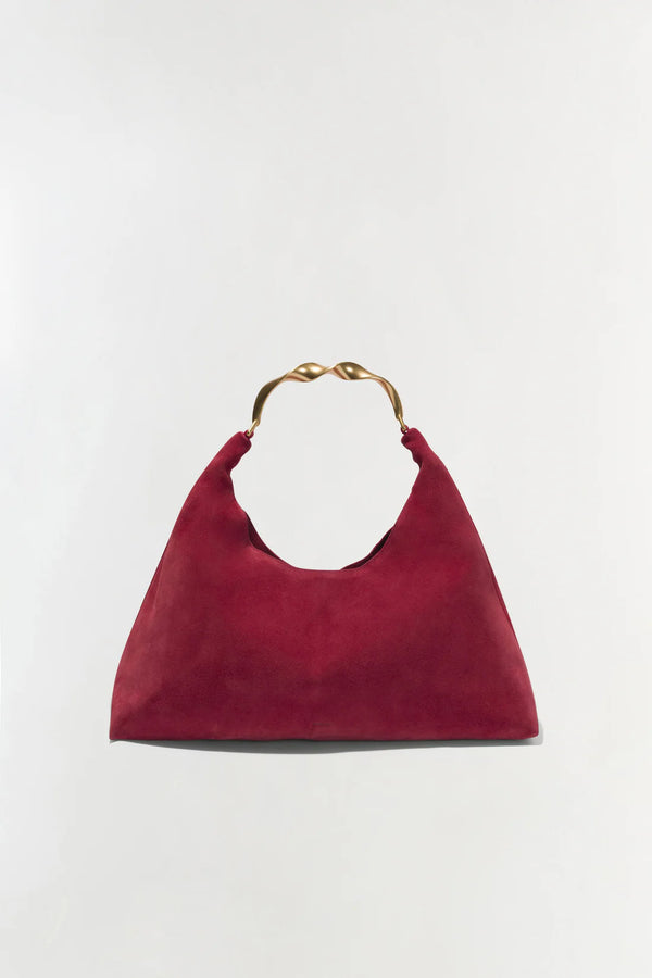 Nixi Suede Hobo Bag in Crimson