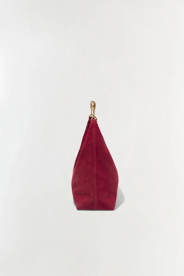 Nixi Suede Hobo Bag in Crimson