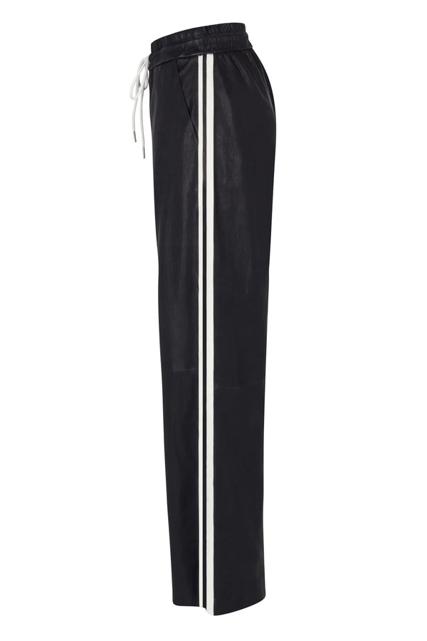 Baggy Leather Athletic Sweatpants in Black