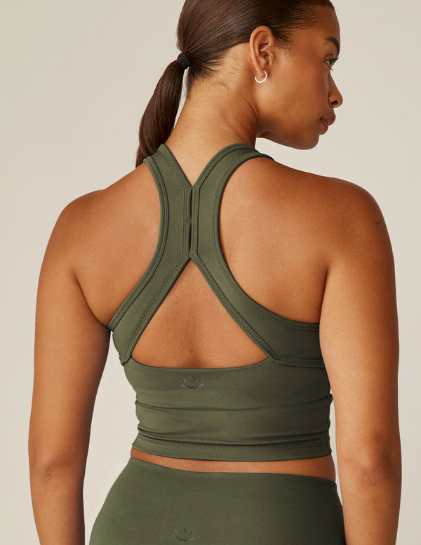 Powerbeyond Strive Cropped Tank in Modern Olive