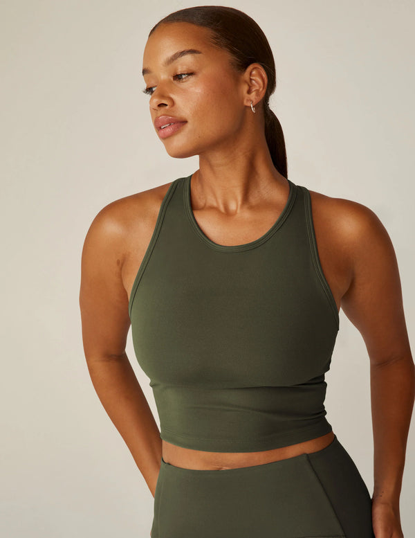 Powerbeyond Strive Cropped Tank in Modern Olive