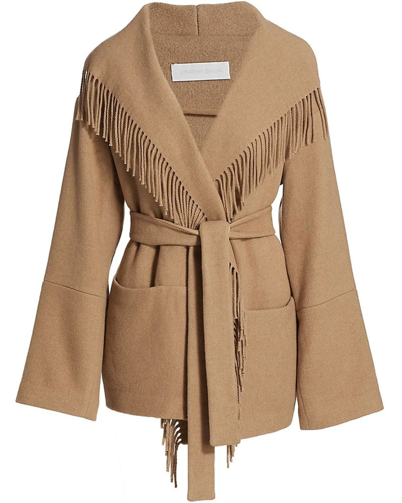 Rowen Fringe Jacket in Camel