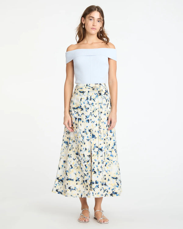 Hudson Skirt in Cream / Maritime Blue Multi