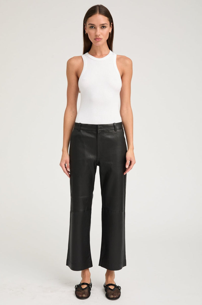 Cropped Baggy Lowrise Trousers in Black