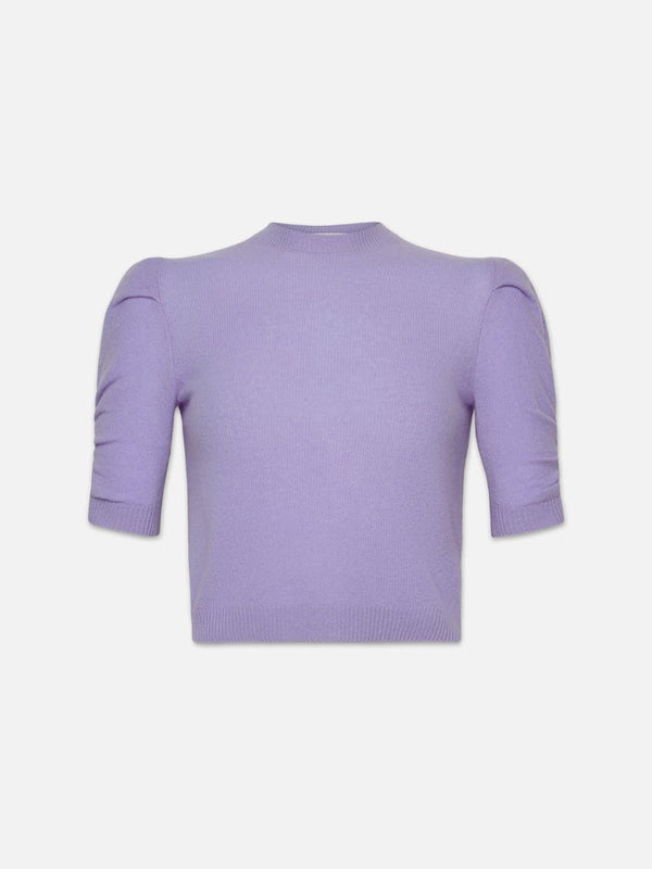 Ruched Sleeve Cashmere Sweater in Lilac