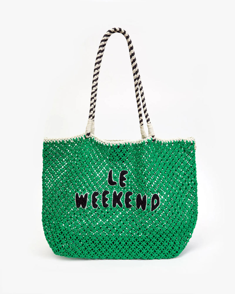 L'Été Tote in Green with Black Le Weekend