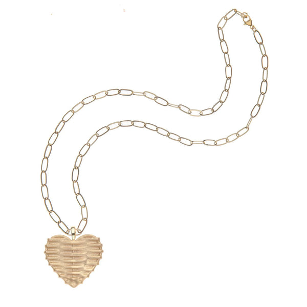 Woven with LOVE Heart Pendant with 18" Drawn Link Chain