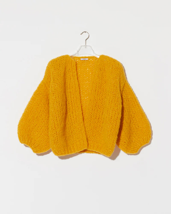 Fleecy Alpaca Bomber Cardigan in Yellow