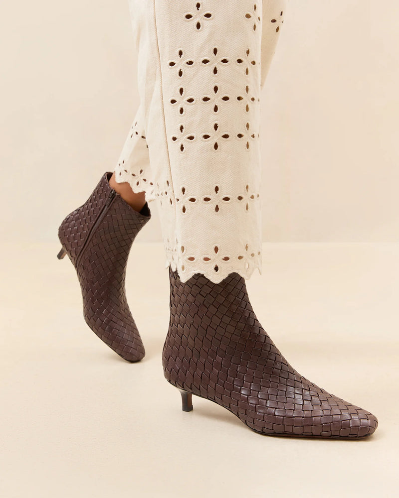 Marcella Espresso Woven Ankle Boot