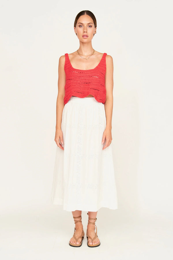 Marin Hand Macrame Tank in Red