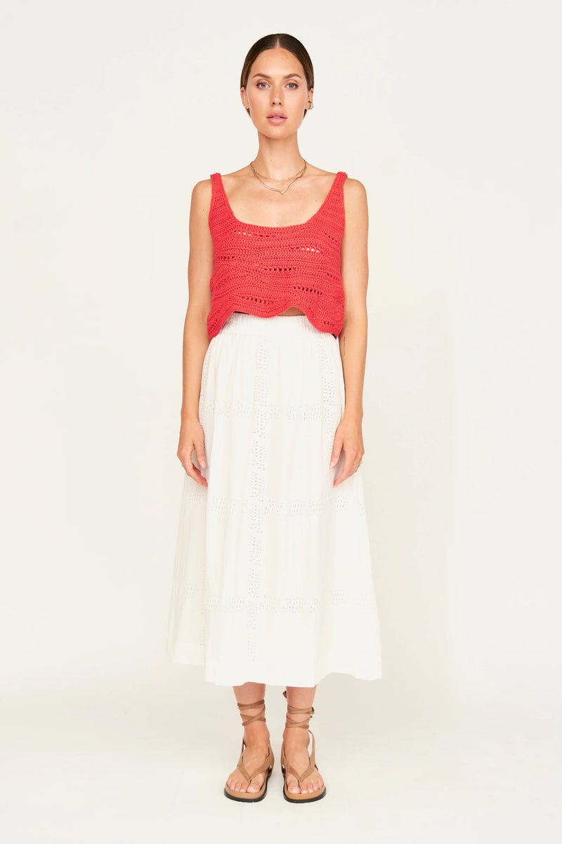 Marin Hand Macrame Tank in Red