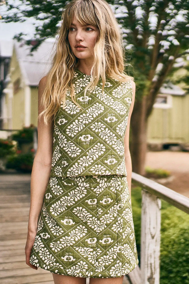 Powell Skirt in Jacquard Olive