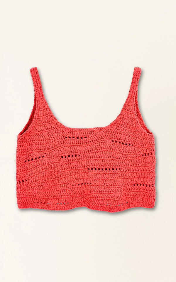 Marin Hand Macrame Tank in Red