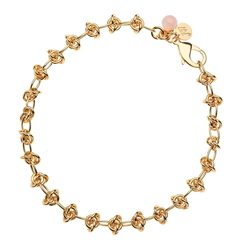 In a Knot Chain with Rose Quartz Bead - 18"