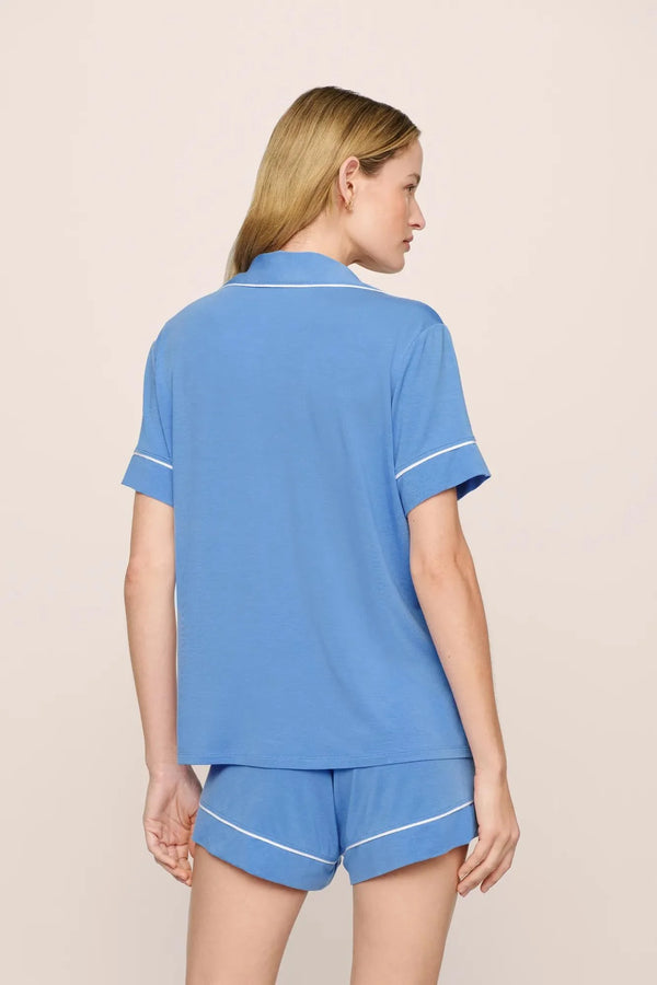 Gisele Relaxed Short PJ Set in Cornflower Blue / White