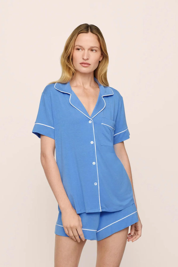 Gisele Relaxed Short PJ Set in Cornflower Blue / White