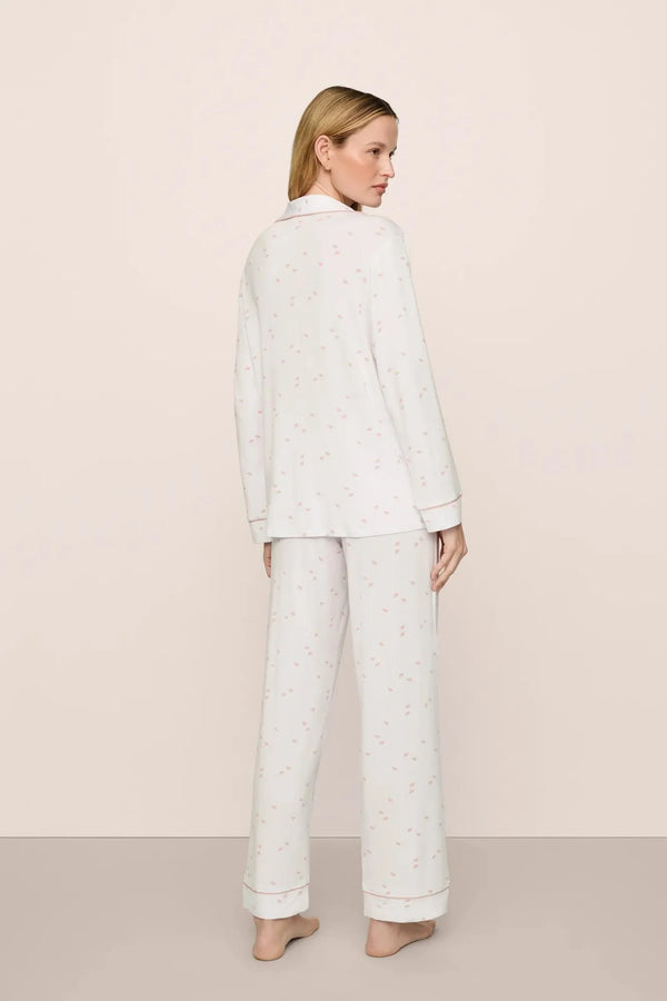 Gisele Printed Long PJ Set in Summer Daisy White/Pale Mauve