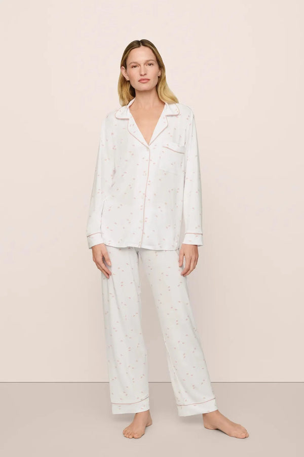 Gisele Printed Long PJ Set in Summer Daisy White/Pale Mauve