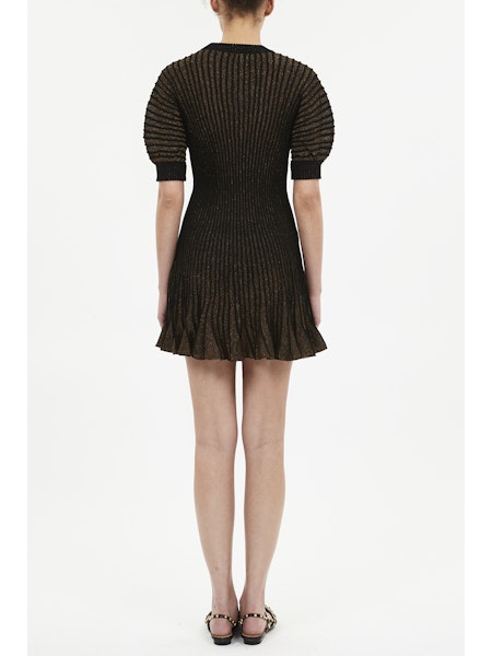 Talie Puff Sleeve Mini Dress in Noir